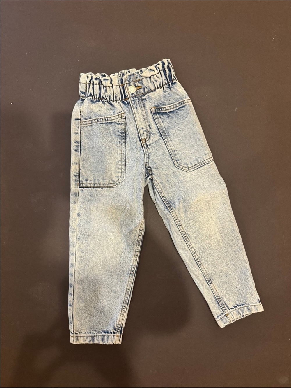 Zara Light Blue Paperbag-Waist Kids Jeans